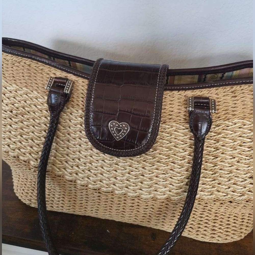 Brighton Brown and Tan Woven Handbag